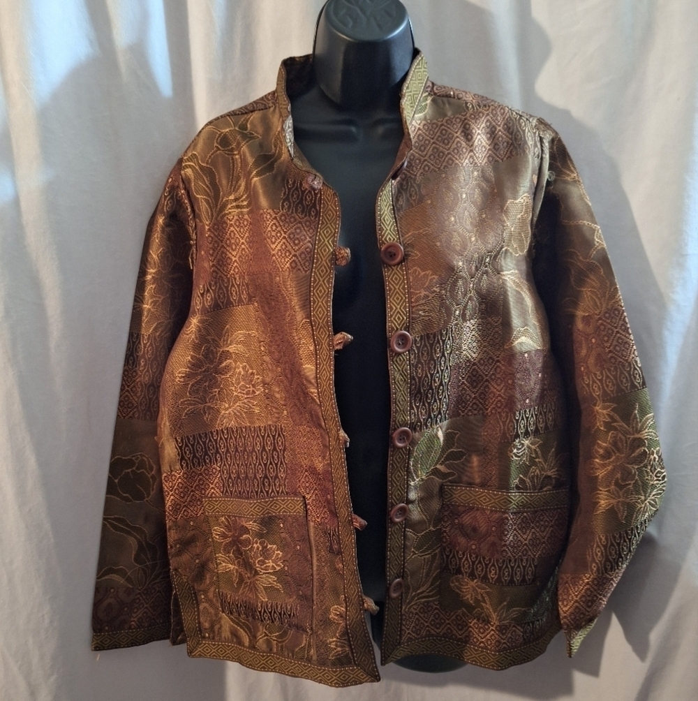Elegant Brown Patterned Women's Blazer